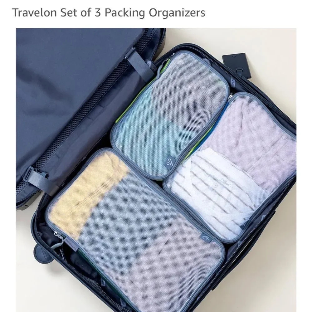 Travelon Set of 3 packing organizers, travel bag, accessories bag for lugagge